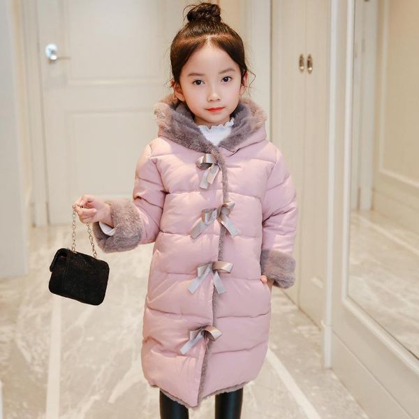 

coat kids down cotton jackets children warm thickening coats baby girls princess velvet parkas toddler infant bow outerwear clothing, Blue;gray