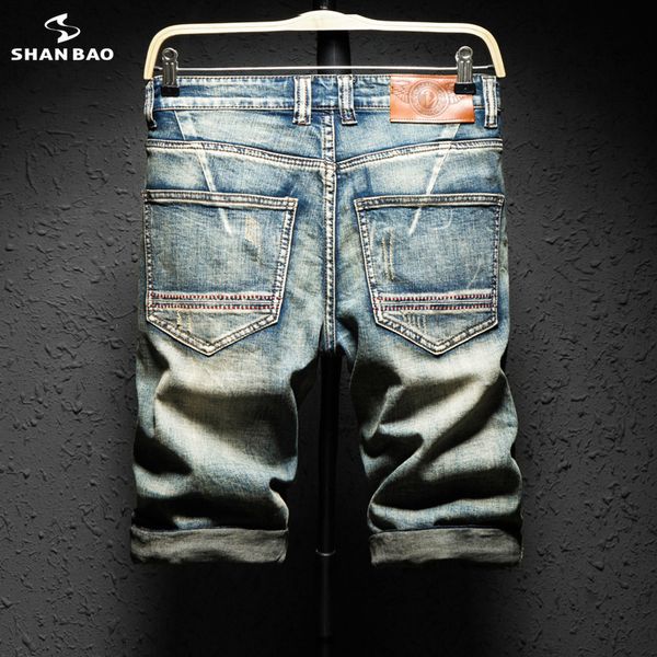 

men's fashion trend hole denim summer want brand clothing retro distressed personality jeans shorts, Blue