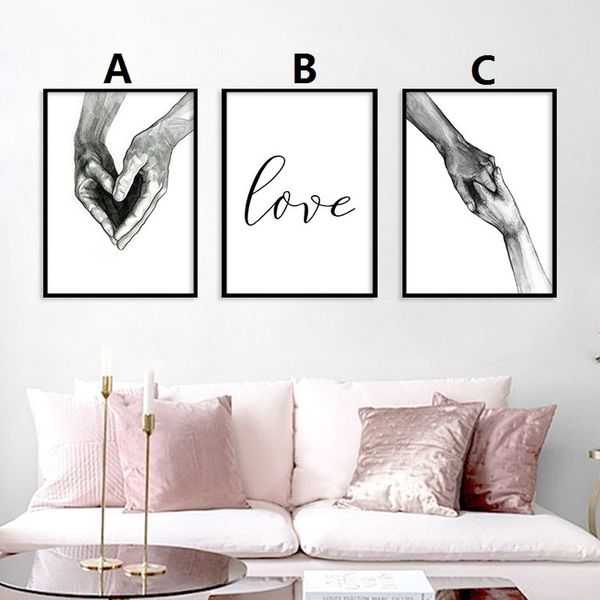 

unframed black and white hand love print hd wall art painting