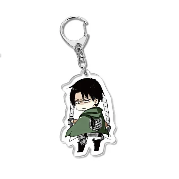 

cartoon keychain bags women attack on titan man key chain acrylic figure key holder two sided keyring eren jaeger pendant brelok, Slivery;golden