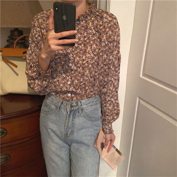 

dress romance orange print-floral chiffon chic loose casual fashion feminine elegant sweet leisure all-match shirts, White