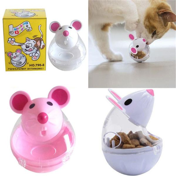 

cat toys interactive mouse shape pet toy tumbler leakage container ball feeder dispenser iq cats training playing prodcuts