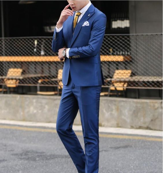 

men's suits & blazers mens peaked lapel 3 piece wedding suit slim fit formal casual groom tuxedos single breasted jacket blazer evening, White;black