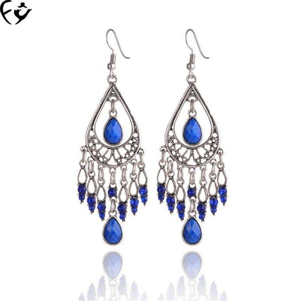 

european bohemian drop fringed earrings fy18112434 dangle & chandelier, Silver