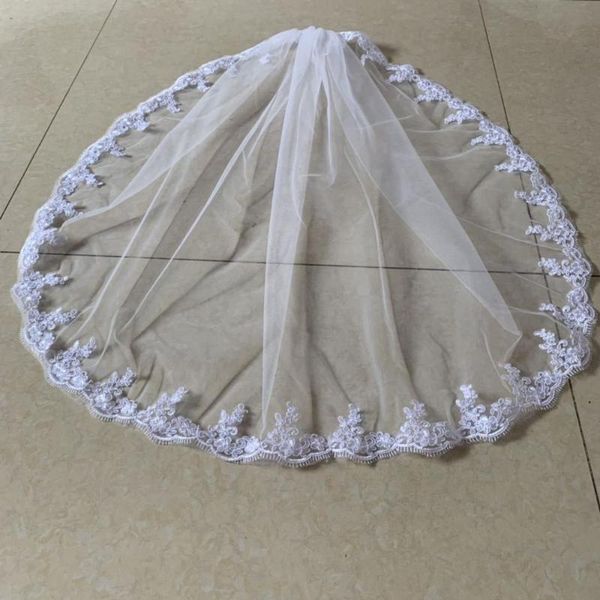 

bridal veils real pos long elegant lace edge wedding veil tulle white and ivory short with comb, Black