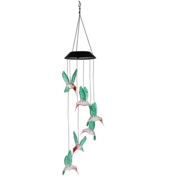 

decorative objects & figurines led solar power wind chime light crystal hummingbird hanging lamp waterproof outdoor for patio yard garden