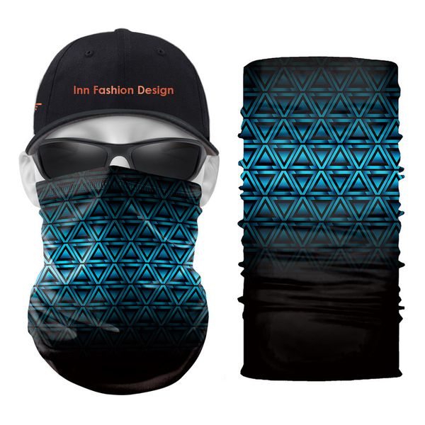 

to the triangle pattern printed magic scarf 5 pieces per package comfortable fashion riding sunscreen seamless wweat absorption high elastic, Blue;gray