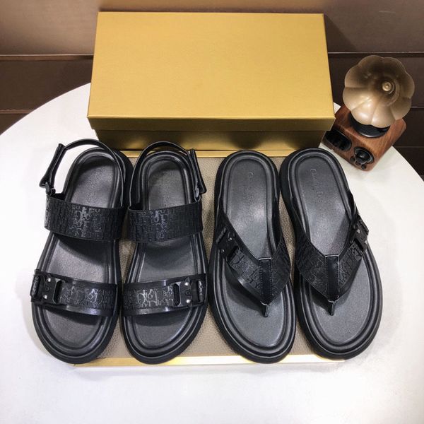 

europe and the united states men slippers summer wear fashion 2021 new trendy outdoor beach shoes flip flops zlh, Black