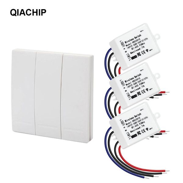 

smart home control qiachip 433mhz 1 ch wall panel wireless remote switch room + universal ac 110v 220v receiver