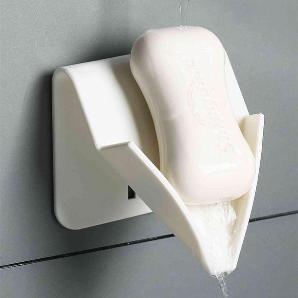 

hooks & rails 2pcs/set drain soap shelf bathroom box plastic perforated rack home wall-mounted storage