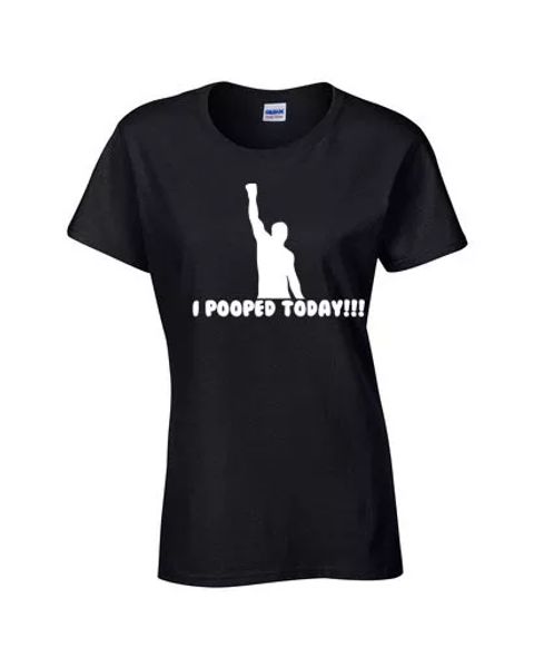 

i pooped today potty toilet humor funny junior fit ladies tee shirt 007, White;black