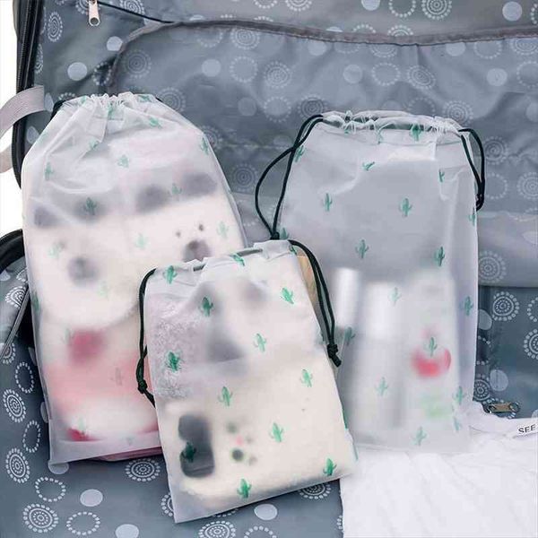 

women pvc drawstring cactus cosmetic bags travel makeup casa neceser beauty toiletry pouch organizer