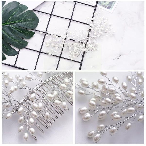 

hair clips & barrettes luxurious bride accessories 100% handmade pearl starry bridal wedding party tiara pom fashion comb jew f1i8, Golden;silver