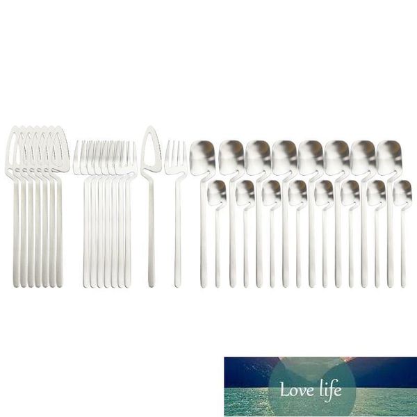 New 32PCS Flatware Silverware набор 18/10 посуда из нержавеющей стали из нержавеющей стали Ножи вилки ложка обеда для ужина столовые посуды барных столовых приборов набор заводских цен на экспертное качество