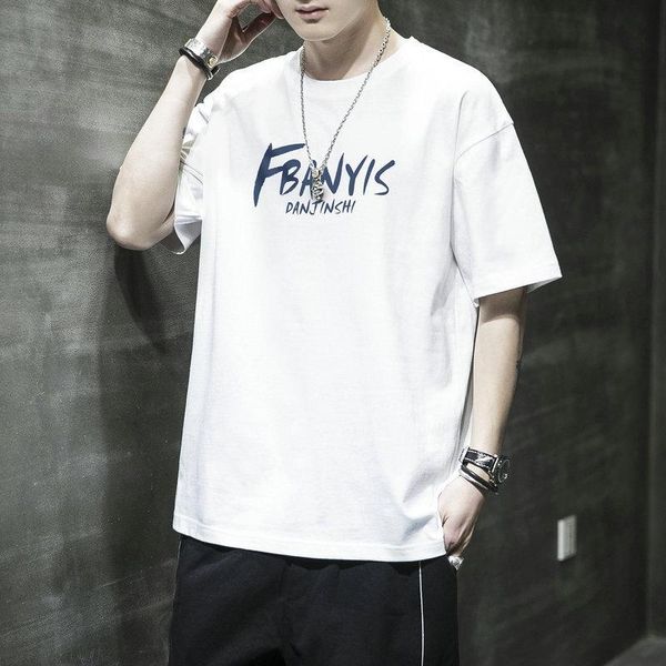 

men's dress shirts short sleeve t-shirt 2021 summer trend loose youth fashion, White;black