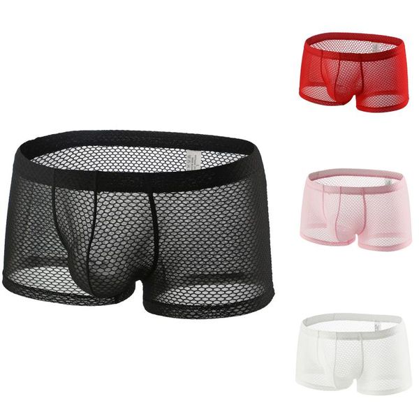 

underpants men's panties boxers erotic gay mesh underwear solid pure color black pink lingeries, Black;white