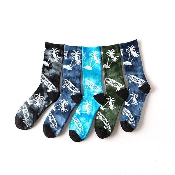 

men's socks winter woven cotton tie dye street hip hop tube thick fashion trend, Black