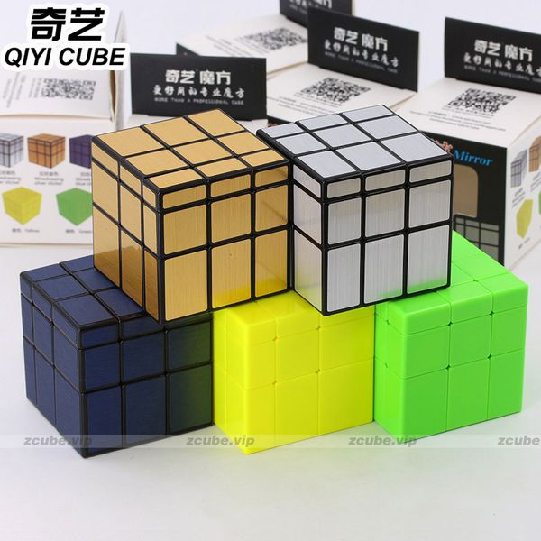 

Magic cube puzzle QiYi 3x3x3 cube cast coated Mirror blocks yellow green mirror cube puzzles educational toys game for kid