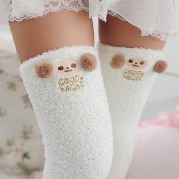 

japanese mori girl animal modeling knee socks striped cute lovely kawaii cozy long thigh high socks compression winter warm sock, Black;white