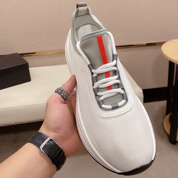 

Smooth line design men's casual shoes breathable mesh sneakers simple splicing black white designer sports flat sandshoes, White/black