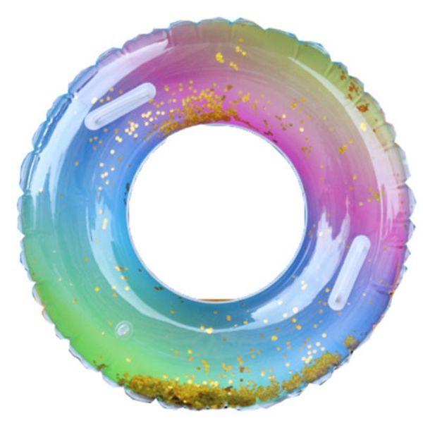 

life vest & buoy inflatabl sequins gradient color powder blue green rainbow swimming ring armpit lifebuoy kids circle