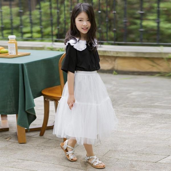 

skirts high waist long baby big girls white kids skirt summer spring autumn school princess clothing for children tutu1