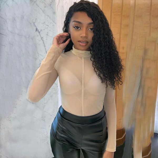 

bodysuit women nude jumpsuit transparent mesh long sleeve bodysuits sheer bodycon romper club see trough winter fall 2021 women's jumps, Black;white