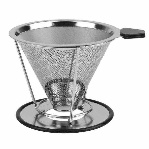 

coffee filters double layer stainless steel manual funnel filter drip pot paper screen