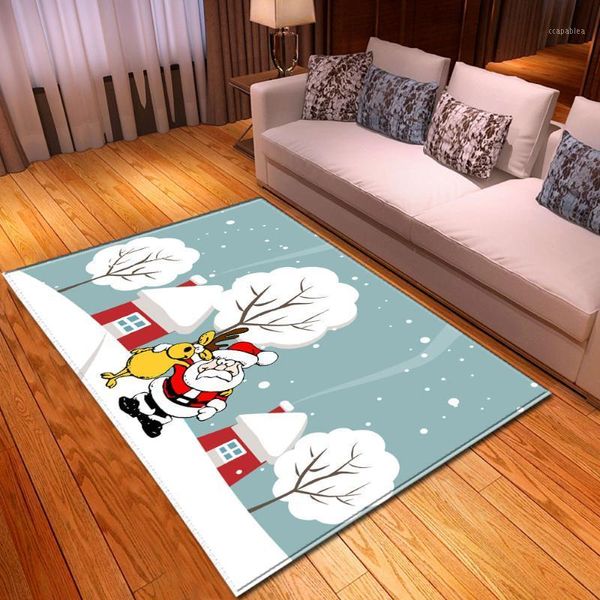 Tapetes Feliz Natal sala de estar tapete home decor crianças brincar tapete Papai Noel desenho animado sala de cabeceira área de cabeceira