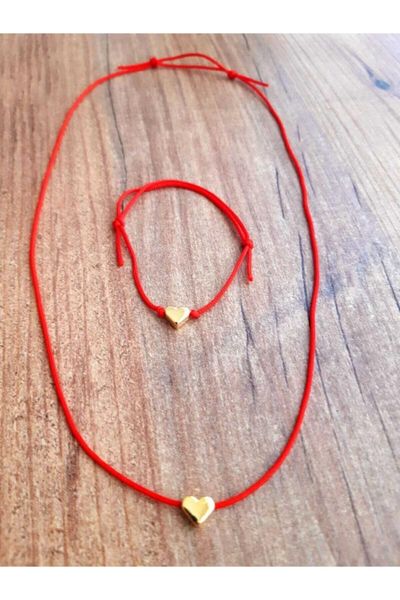 

earrings & necklace women's fashion jewelry heart red rope wristband anklet sets 2 psc., Silver