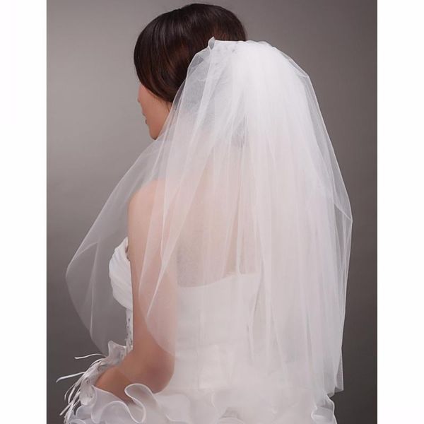 

bridal veils tulle cut edge wedding with comb white ivory two tiers accessories veu de noiva, Black
