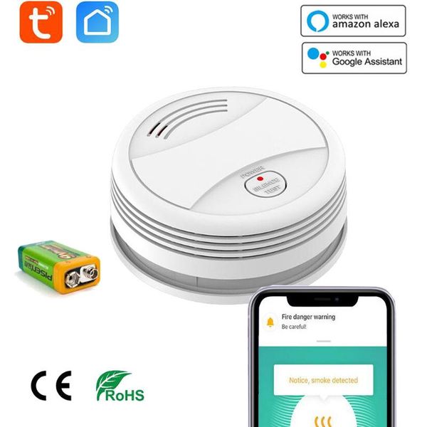

smart home control tuya wifi smoke detector timer remote voice with alexa google wireless fire alarm sensor tuya/smart life app