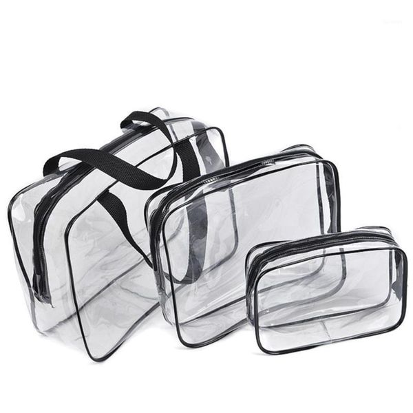 Sacos de armazenamento Saco de cosméticos transparentes e caixa de plástico PVC impermeável mulheres bolsas de bolsas de lavagem