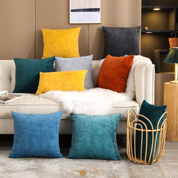 Последние 45x45 см корпус подушки, сплошной цветовой бархатный стиль выбора стиля, текстуры бытовые товары, поддержка пользовательских логотипа