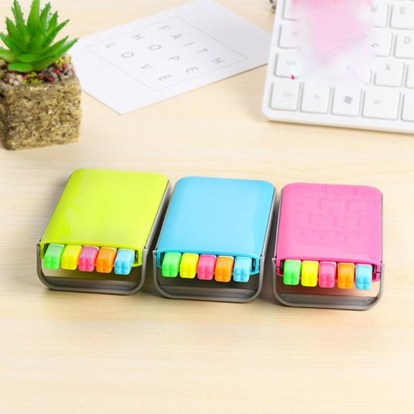 

highlighters 5 colors/box candy color highlighter pen set mini fluo markers stationery office school supplies caneta fluorescente 6158, Black;red