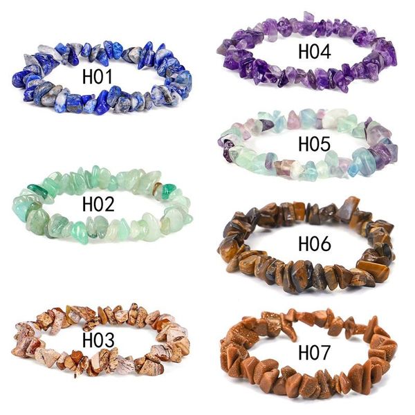 

beaded, strands irregular natural crystals chakras stone bracelet beads chips jewelry bracelets yellow clear aquamarines, Black