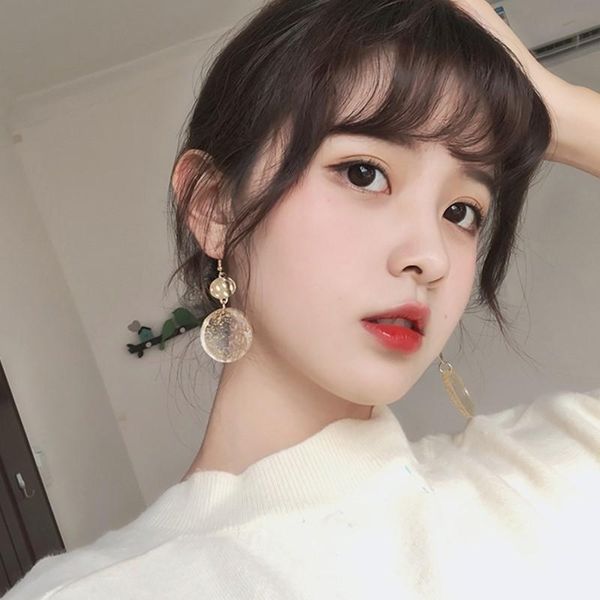 

clip-on & screw back acrylic transparent round disc golden foil sequin clip without ear hole geometric non pierced on earrings for women gir, Silver