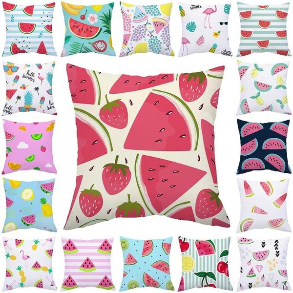 

pillow case 18" tropical fruits pattern sofa car seat office bedroom throw waist soft cushion cover home decorative pillowcase