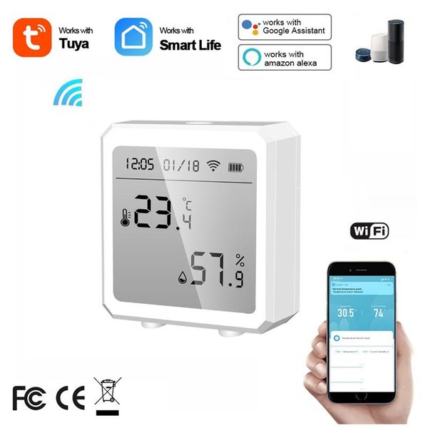 

smart home control tuya wifi temperature and humidity sensor bluetooth-compatible hygrometer thermometer detector works with alexa google