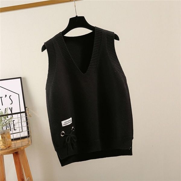 

women's sweaters korean style large size v-neck sweater for female students vest western casual fashion cotton yyhu, White;black