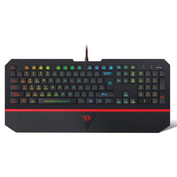 

keyboards redragon k502 rgb gaming keyboard led backlit illuminated 104 key silent with wrist rest for windows pc games