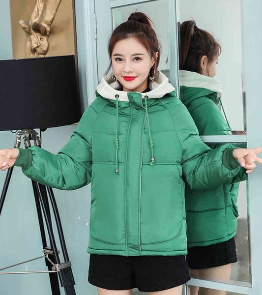 

women's down & parkas plus size women winter short jacket loose hooded female cold coat stand collar oversized solid cotton padded thic, Black