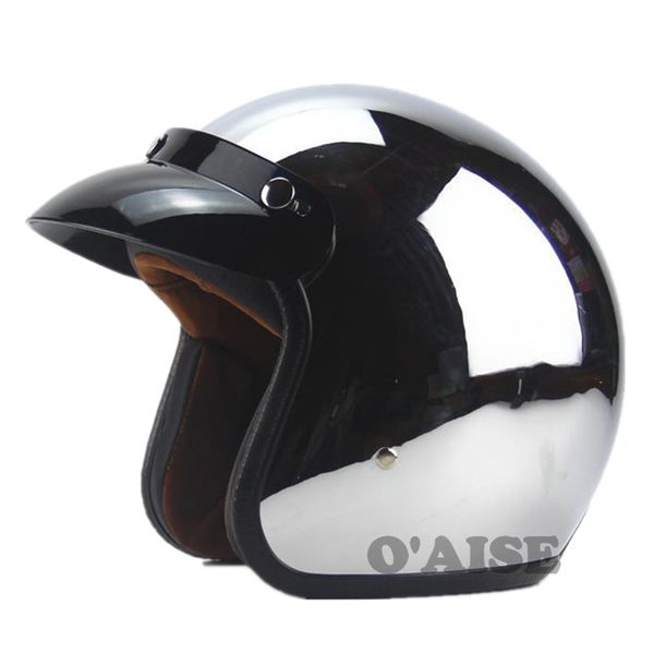 

mirror silver open face helmet classic vintage motorcycle head gear tk36