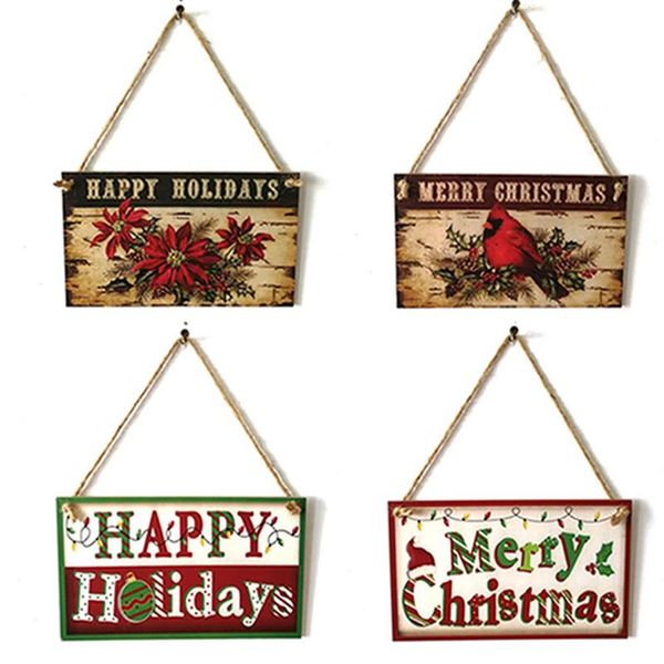 

christmas decorations 1pcs wooden merry hanging board signboard door