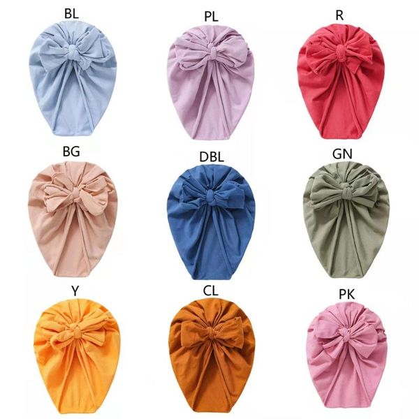 

cotton blend hair bow knot kids baby infant turban hat big ear toddler beanie caps headwraps birthday gift po & hats, Yellow