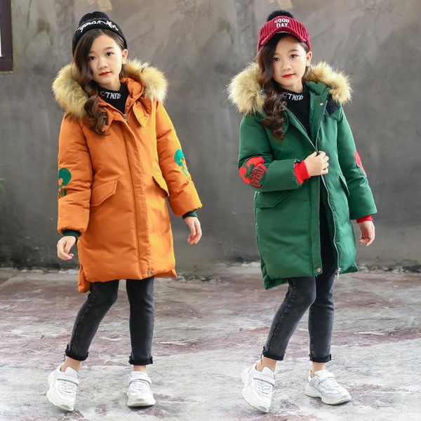 

children's winter cotton padded jackets girls thick warm big fur collar hooded outerwear coats boys jacket coat, Blue;gray