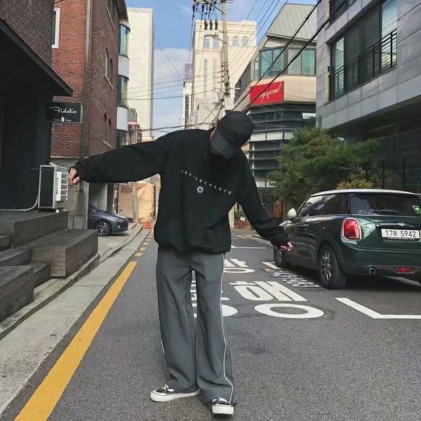 

men's pants 2021 high-end brand summer thin high street trousers stretch straight casual loose korean, Black