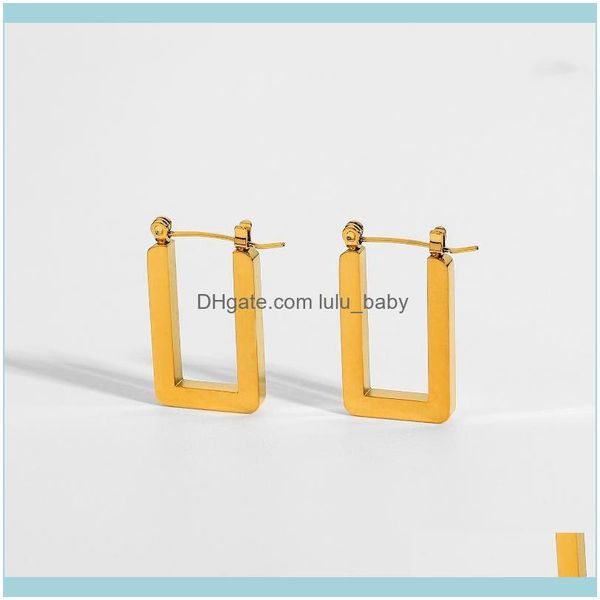 

jewelryvintage french geometric rec hoop earrings for women 18k gold plated 316l stainless steel jewelry aessories & hie drop delivery 2021, Golden;silver
