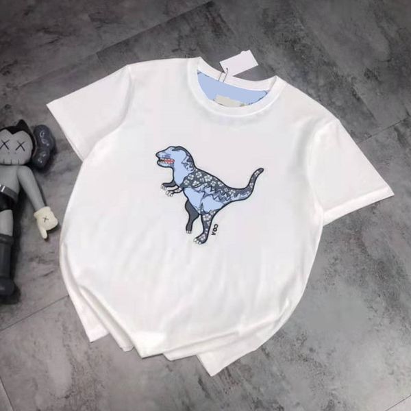 

t shirt 21 spring and summer fashion brand kuojia embroidery printing dinosaur simple leisure fresh couple short sleeves, White
