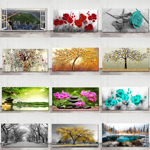 

home decor tree of life gustav klimt landscape flowers wall art canvas scandinavian poster print modern picture for living room